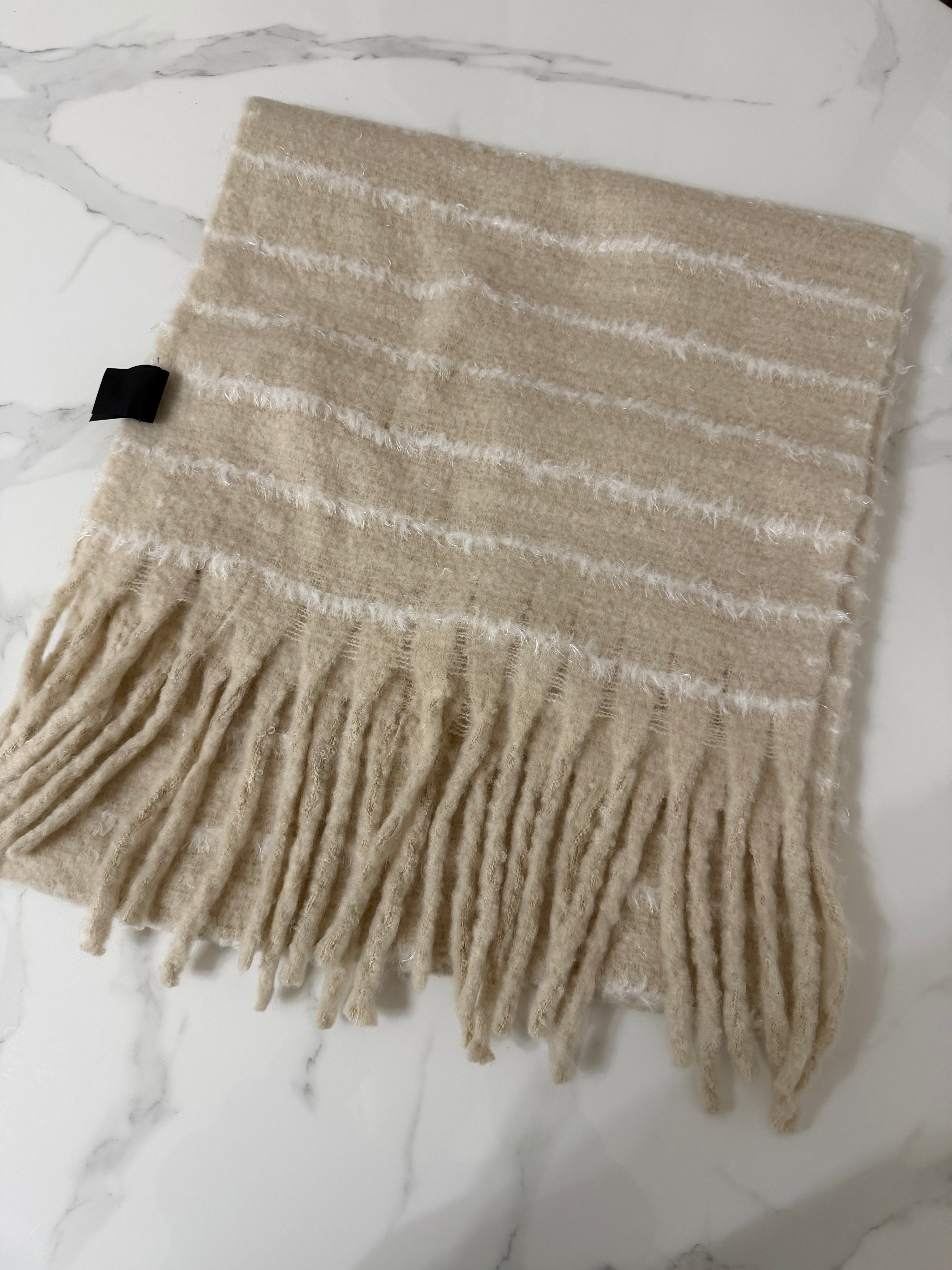 Sciarpa frange (variante beige)