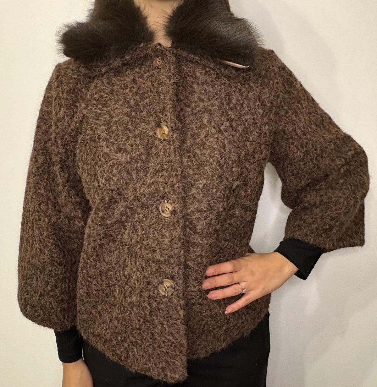 Giacca in teddy con collo