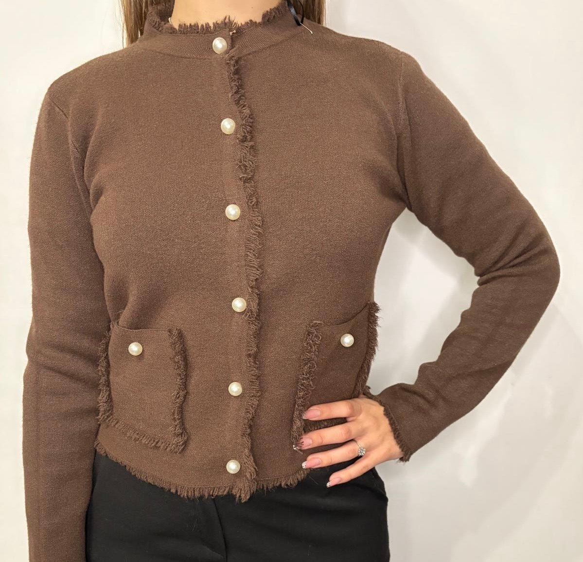 Cardigan perla (variante cioccolato)